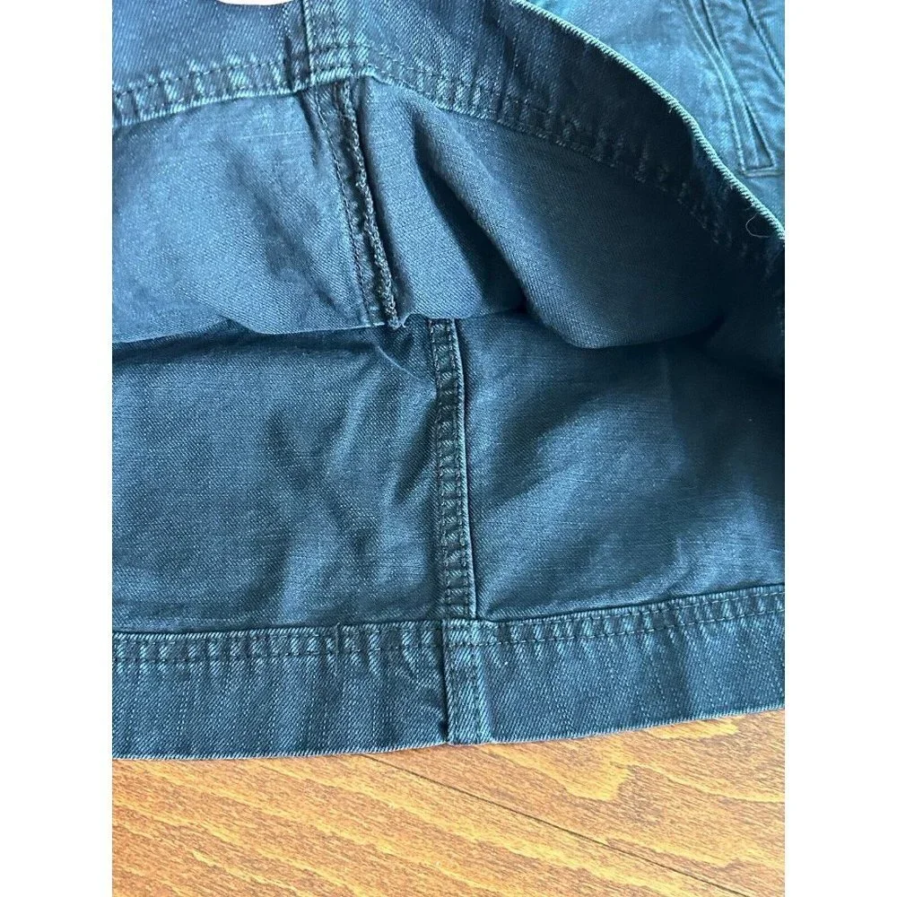 Free‎ People Jean Skirt 25 Button Front Pockets Black Dark Wash Denim Mini